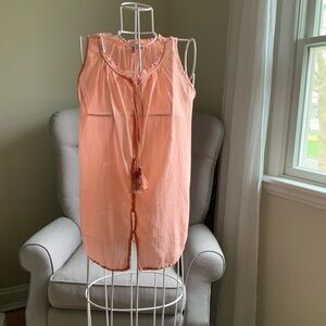 Peach Calypso St Barth Sleeveless Blouse with Tassel